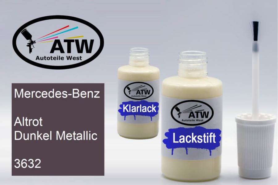 Mercedes-Benz, Altrot Dunkel Metallic, 3632: 20ml Lackstift + 20ml Klarlack - Set, von ATW Autoteile West.